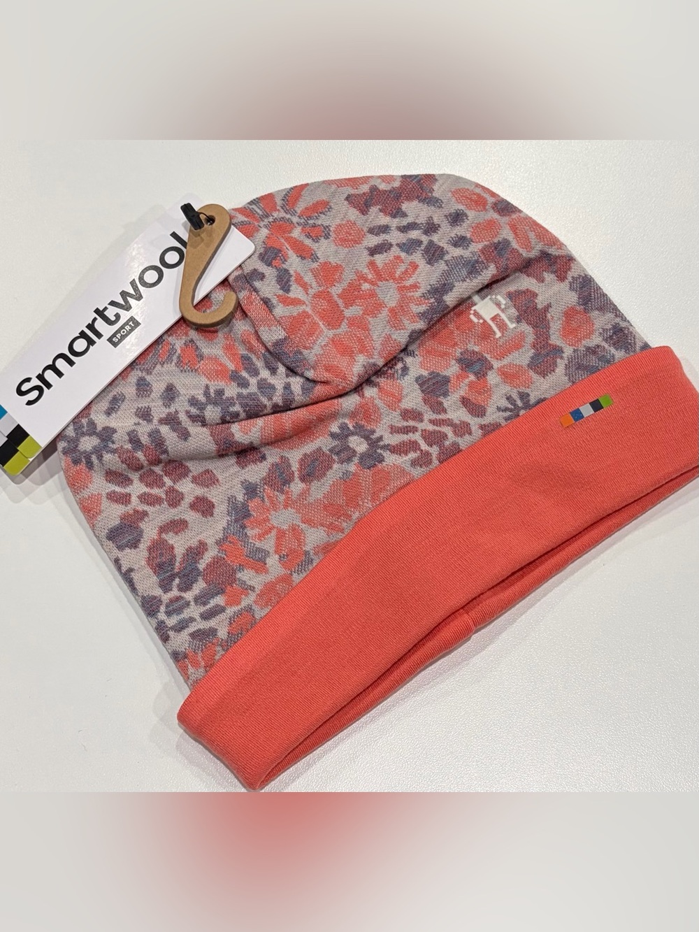 Smartwool Kids' Merino 250 Reversible Pattern Cuffed Beanie Hat Floral L/XL NWT